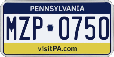PA license plate MZP0750