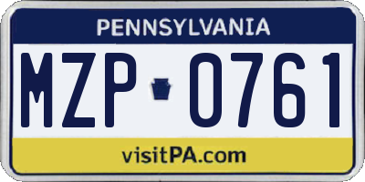 PA license plate MZP0761