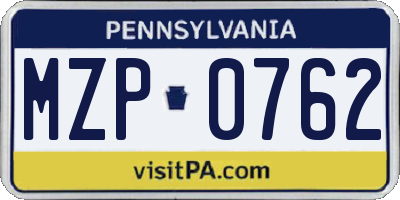 PA license plate MZP0762