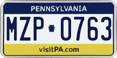 PA license plate MZP0763