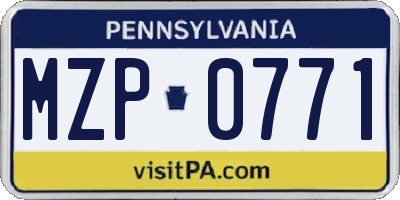 PA license plate MZP0771