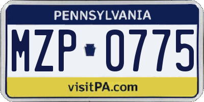 PA license plate MZP0775