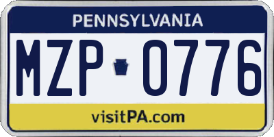 PA license plate MZP0776