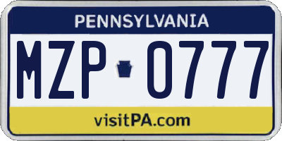 PA license plate MZP0777