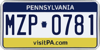 PA license plate MZP0781