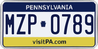 PA license plate MZP0789