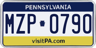 PA license plate MZP0790