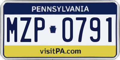 PA license plate MZP0791