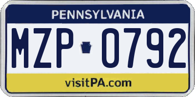 PA license plate MZP0792