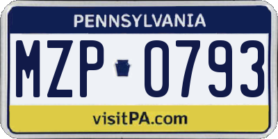 PA license plate MZP0793
