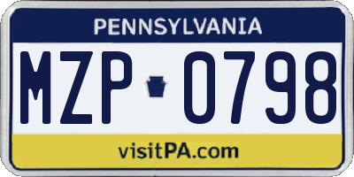 PA license plate MZP0798