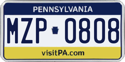 PA license plate MZP0808