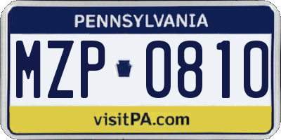 PA license plate MZP0810
