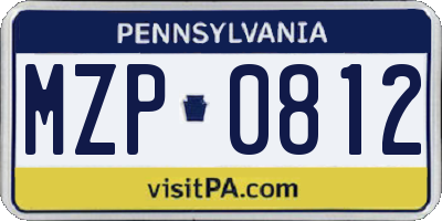 PA license plate MZP0812