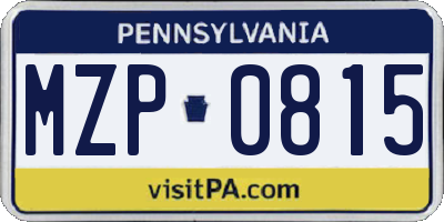 PA license plate MZP0815
