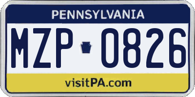 PA license plate MZP0826
