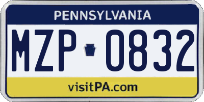 PA license plate MZP0832
