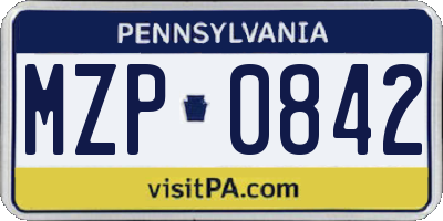 PA license plate MZP0842