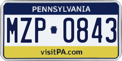 PA license plate MZP0843