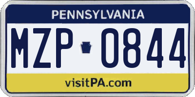 PA license plate MZP0844