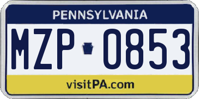 PA license plate MZP0853
