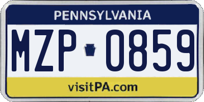 PA license plate MZP0859