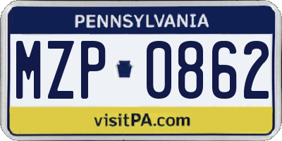 PA license plate MZP0862