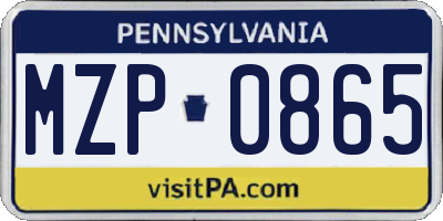 PA license plate MZP0865