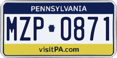 PA license plate MZP0871