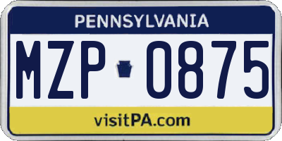 PA license plate MZP0875