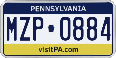 PA license plate MZP0884