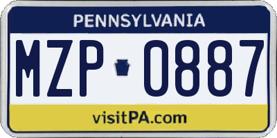 PA license plate MZP0887