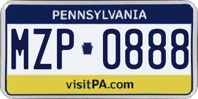 PA license plate MZP0888