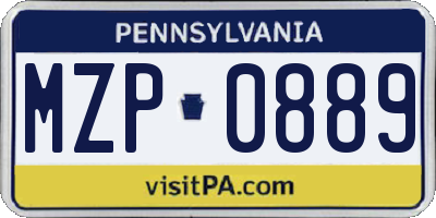 PA license plate MZP0889