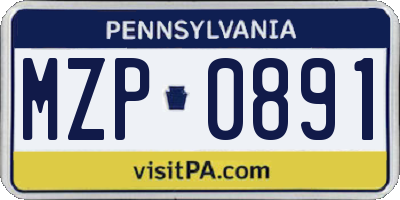 PA license plate MZP0891