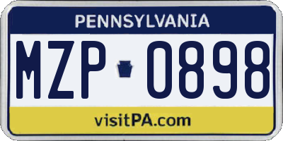 PA license plate MZP0898