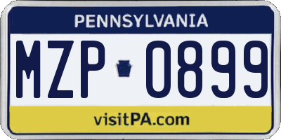 PA license plate MZP0899