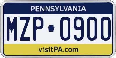PA license plate MZP0900