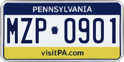 PA license plate MZP0901