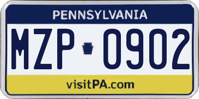 PA license plate MZP0902