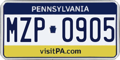 PA license plate MZP0905