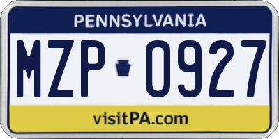 PA license plate MZP0927