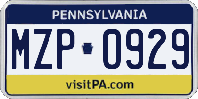 PA license plate MZP0929