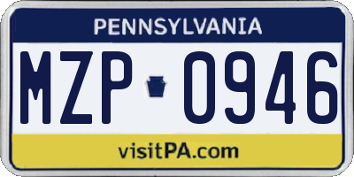 PA license plate MZP0946