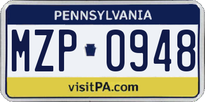 PA license plate MZP0948