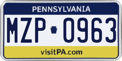 PA license plate MZP0963