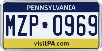 PA license plate MZP0969