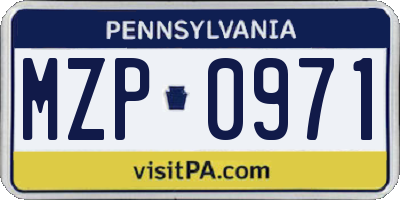 PA license plate MZP0971