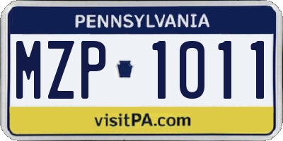 PA license plate MZP1011