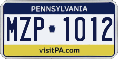 PA license plate MZP1012